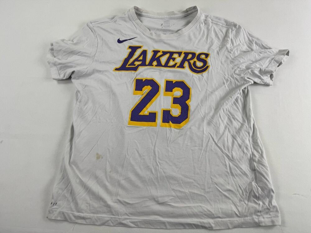 Nike Lakers LeBron James 23 T Shirt Men's Small S White Stained